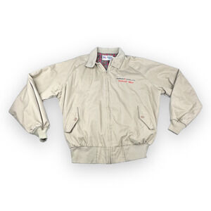 Vintage AMAX Jacket Adult EXTRA LARGE Beige 90s Coal Company Zip Up Plaid Lining